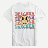 Sandjest Teacher Shirt, Teacher Happy Face, Teacher Gift, Teacher Appreciation T-shirt, Teacher Life Shirt,Retro Shirt